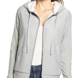 NWT Bobeau Flocked Zip Hoodie in Grey